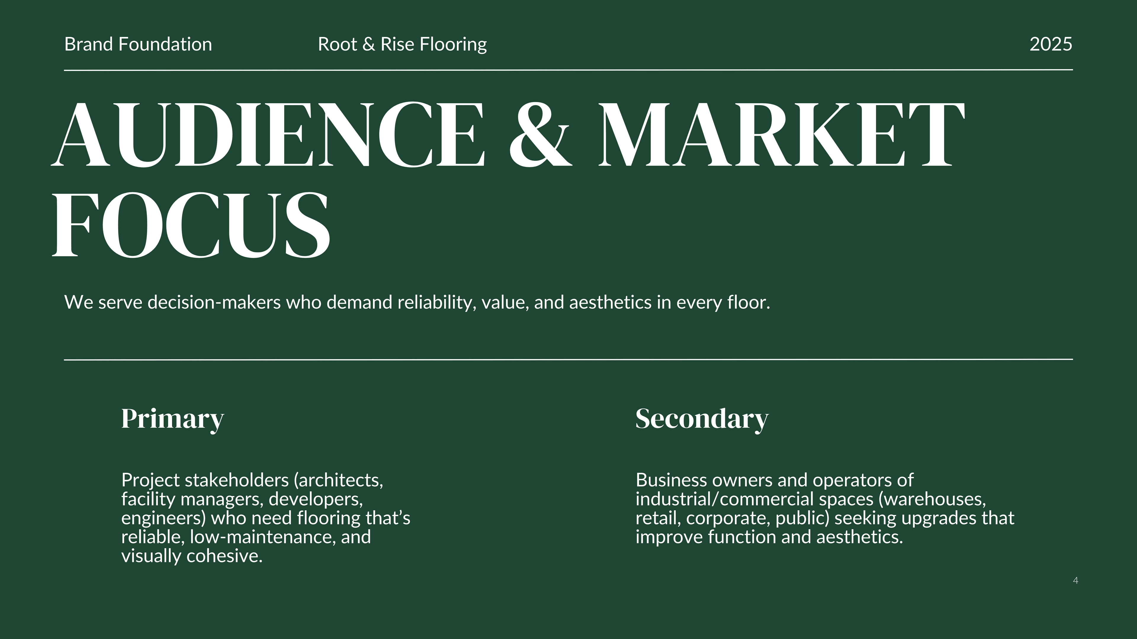 Audience & Market Focus — primary project stakeholders and secondary operators